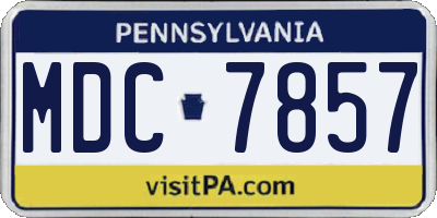 PA license plate MDC7857