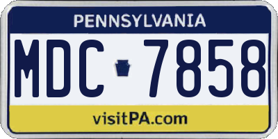 PA license plate MDC7858