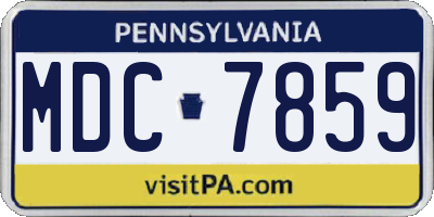 PA license plate MDC7859