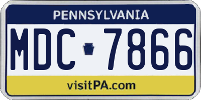 PA license plate MDC7866