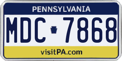 PA license plate MDC7868