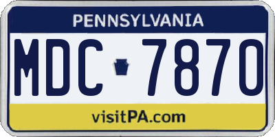 PA license plate MDC7870