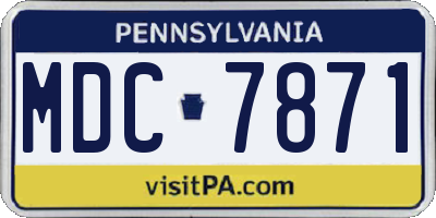 PA license plate MDC7871