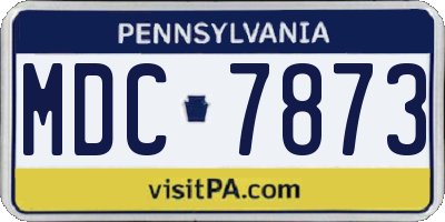PA license plate MDC7873