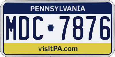 PA license plate MDC7876