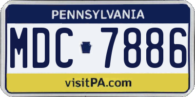PA license plate MDC7886