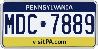 PA license plate MDC7889
