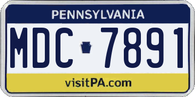 PA license plate MDC7891