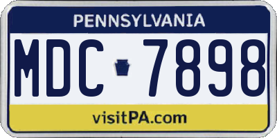 PA license plate MDC7898