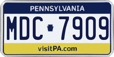 PA license plate MDC7909