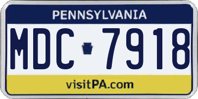 PA license plate MDC7918