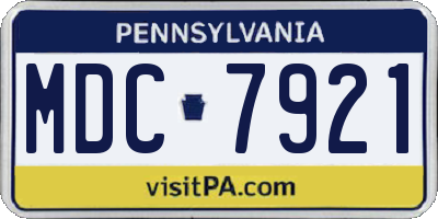 PA license plate MDC7921