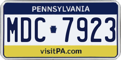 PA license plate MDC7923