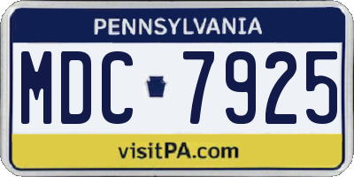 PA license plate MDC7925