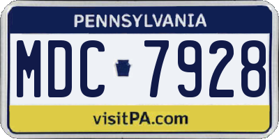 PA license plate MDC7928