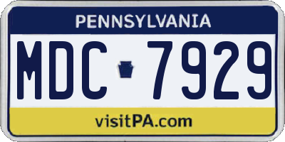 PA license plate MDC7929