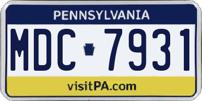 PA license plate MDC7931