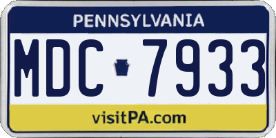 PA license plate MDC7933