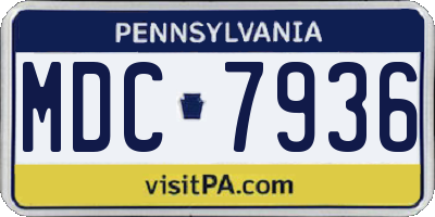 PA license plate MDC7936