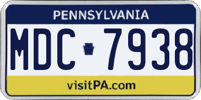 PA license plate MDC7938