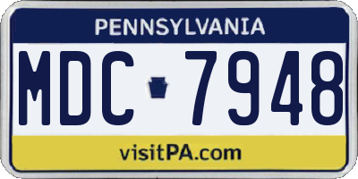 PA license plate MDC7948