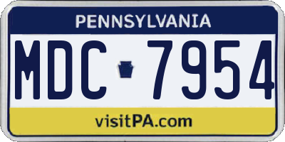 PA license plate MDC7954