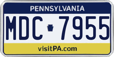 PA license plate MDC7955