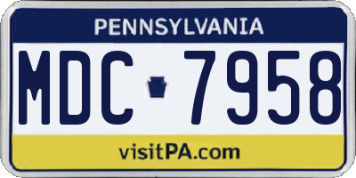 PA license plate MDC7958