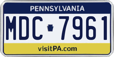 PA license plate MDC7961