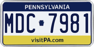 PA license plate MDC7981