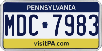 PA license plate MDC7983