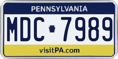 PA license plate MDC7989