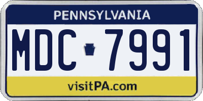 PA license plate MDC7991