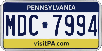 PA license plate MDC7994