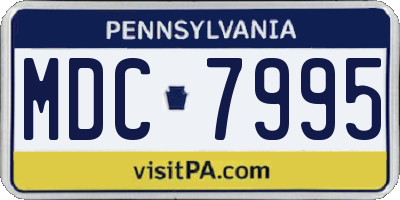 PA license plate MDC7995