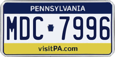 PA license plate MDC7996