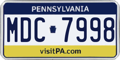 PA license plate MDC7998
