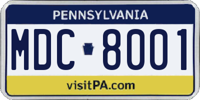 PA license plate MDC8001
