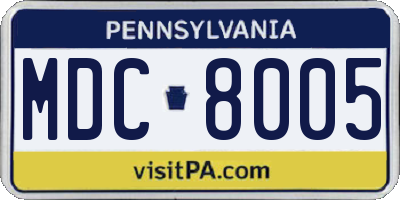 PA license plate MDC8005