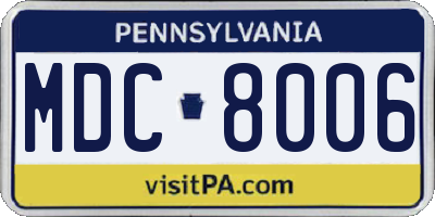 PA license plate MDC8006