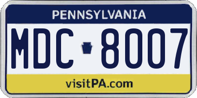 PA license plate MDC8007