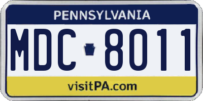 PA license plate MDC8011