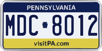 PA license plate MDC8012