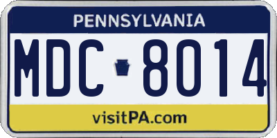 PA license plate MDC8014