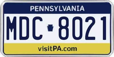 PA license plate MDC8021