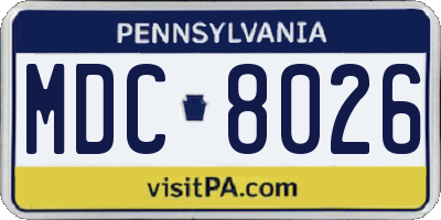 PA license plate MDC8026