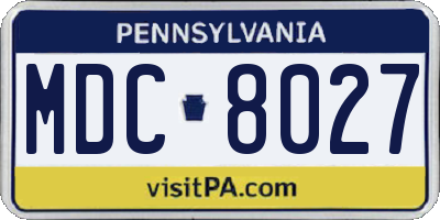 PA license plate MDC8027