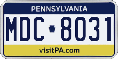 PA license plate MDC8031