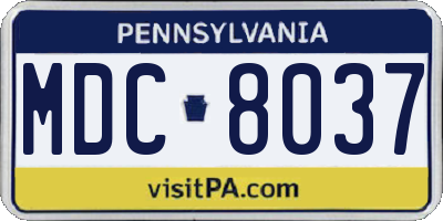PA license plate MDC8037