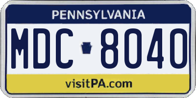 PA license plate MDC8040